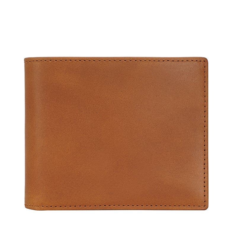 Wholesale retro cowhide men's short simple wallet